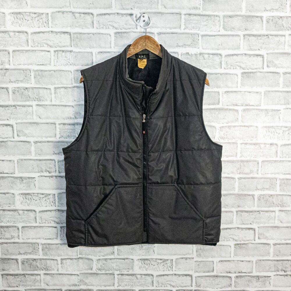 vtg A.P.C. Puffer Quilted Vest Rubberised poly cotton Made in France size 3